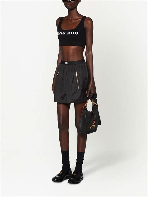 miu miu black silk lace|Black Full Technical Silk Skirt .